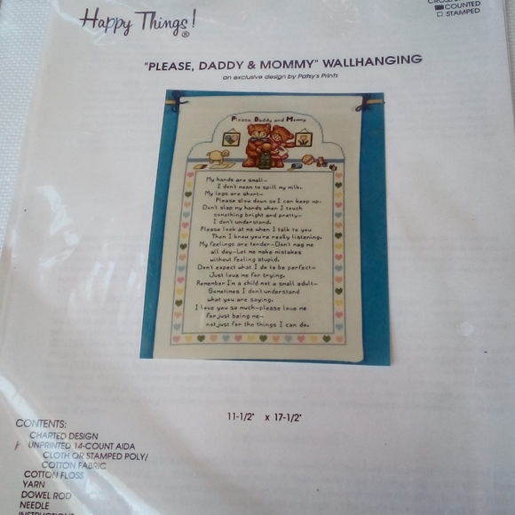 Please Daddy & Mommy counted crosstitch kit. - Picture 2 of 6